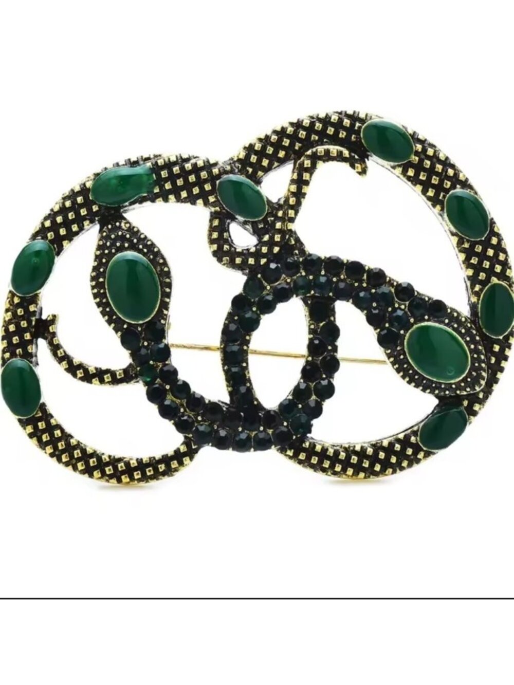 Serpenti Green Elegant Gold Brooch - Picture 4 of 4